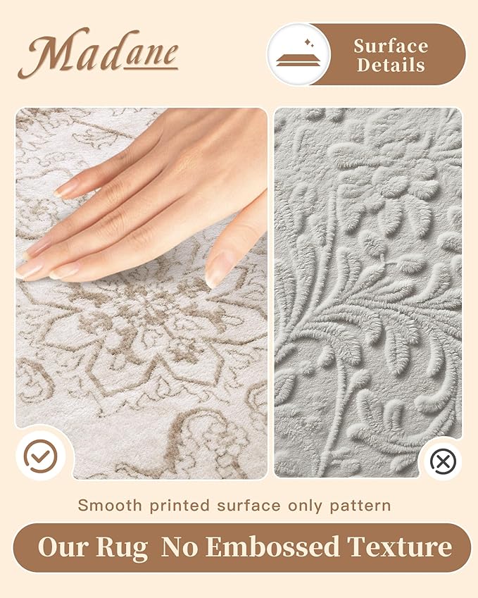 Madane Washable 6x9 Area Rugs for Living Room, Vintage Natural Rug - Image 4