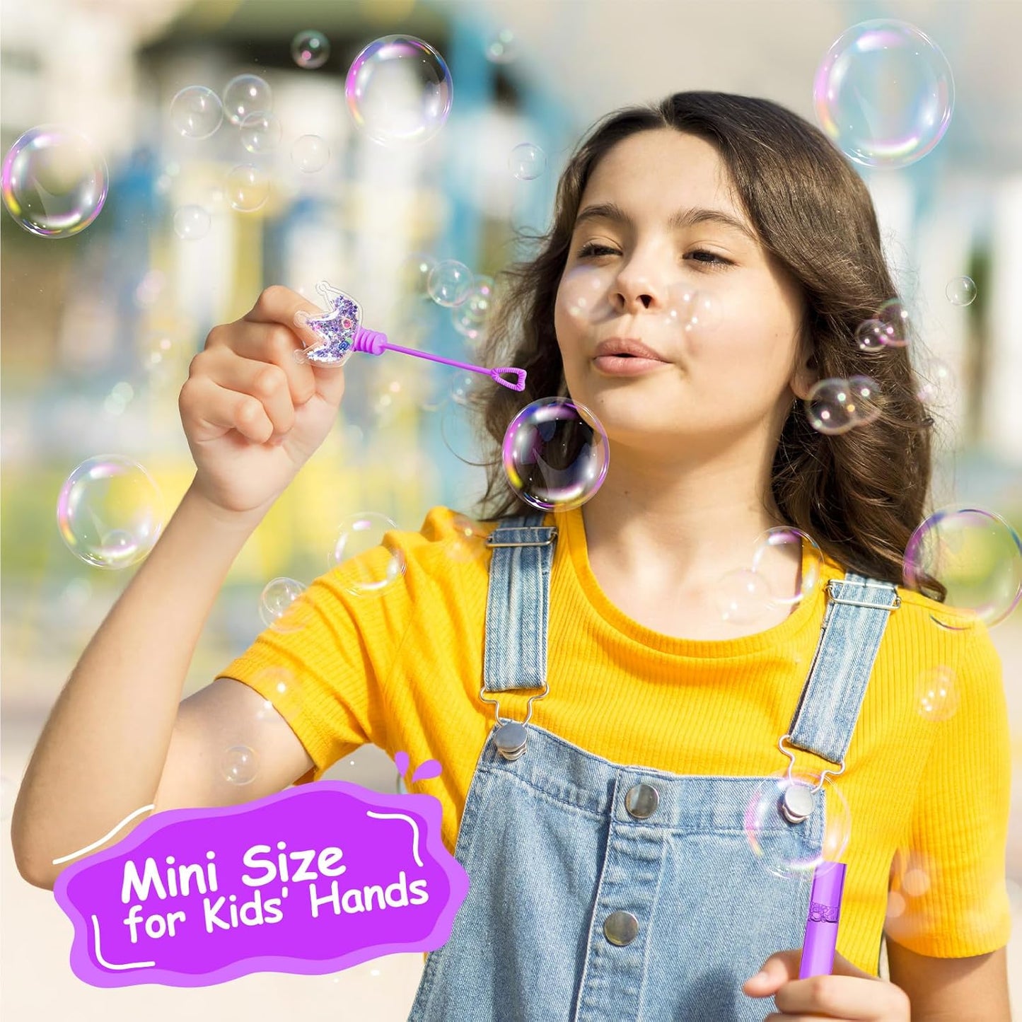 AFZMON 24Pcs Glitter Princess Bubble Wands for Kids, Crown Party Favors Mini Bubbles Birthday Gift Toy Goodie Bag Stuffers Classroom Prizes Wedding Party Supplies