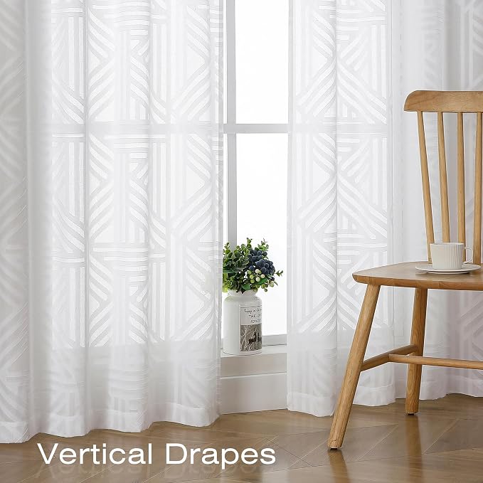 Simplebrand Semi Sheer White Curtains 84 Inches Long 2 Panels, Light Filtering - Image 5