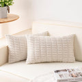 Pack of 2 Corduroy Decorative Throw Pillow Covers 12x20 InchSoft Boho Striped by Unknown