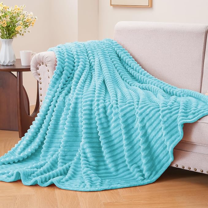 BEDELITE Fleece Blanket Twin Size – 3D Ribbed Jacquard Soft and Warm Decorative - Image 2