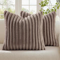 decorUhome Cozy Faux Fur Throw Pillow Covers 20x20 Set of 2 Decorative Soft by decorUhome