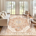 Tangsoo 5x7 Area Rug Washable Rug for Living Room, Vintage Indoor Non Slip Large Area, Print Distressed Brick Red Carpet, Soft Low Pile Foldable for Bedroom Dining Room Dorm