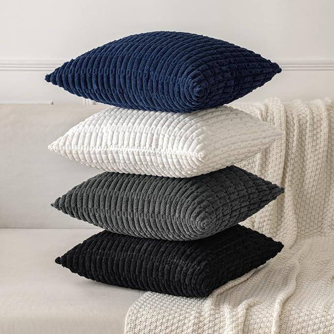 MIULEE Pack of 2 Corduroy Decorative Euro Sham Throw Pillow Covers 24x24 Inch - Image 4