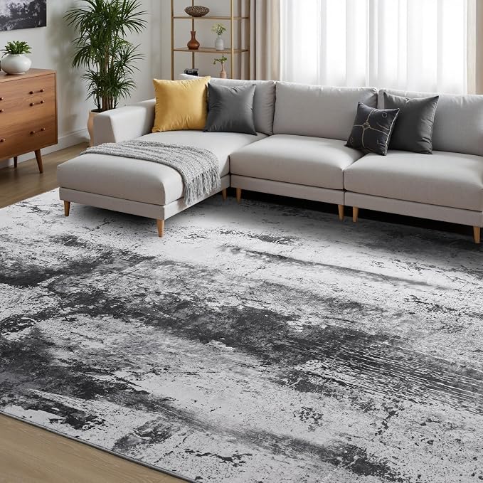 Toneed Abstract Area Rug 6x9 Modern Washable Rug Soft Non Slip Rug Low Pile by Toneed