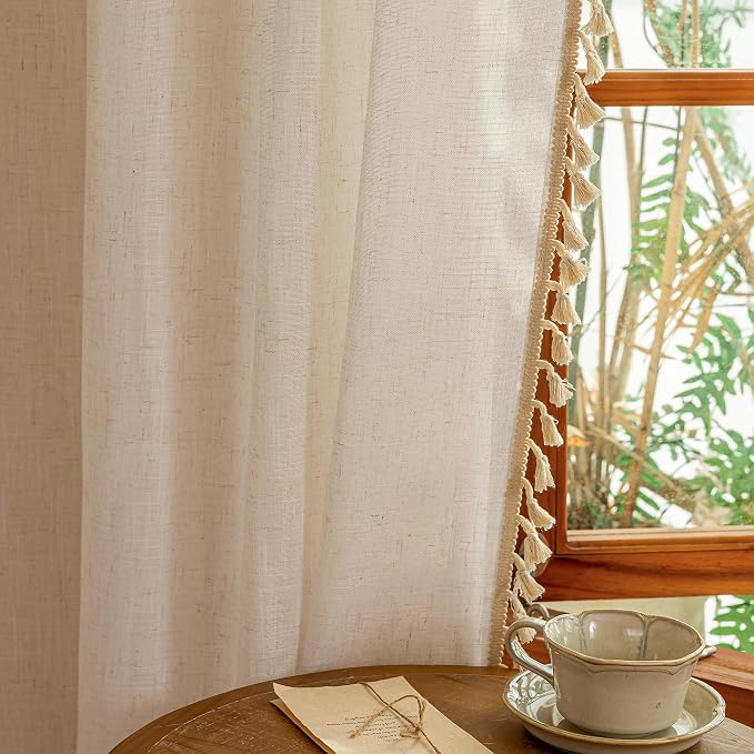 MYSKY HOME Natural Macrame Curtains 96 Inch Length - Image 7