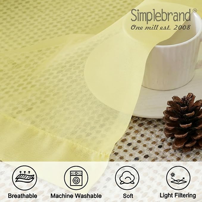 Simplebrand Light Yellow Sheer Curtains 72 Inches Long 2 Panels - Image 5