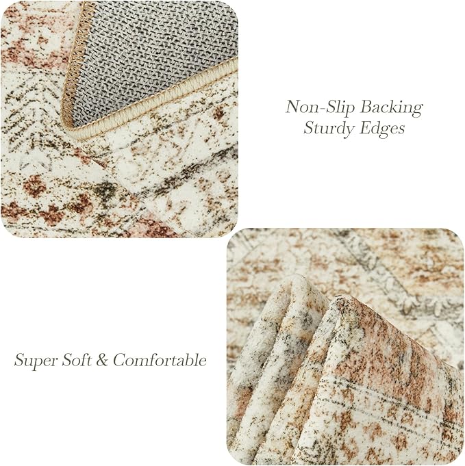 9x12 Area Rugs for Living Room, Non Slip Machine Washable Vintage Rugs - Image 6