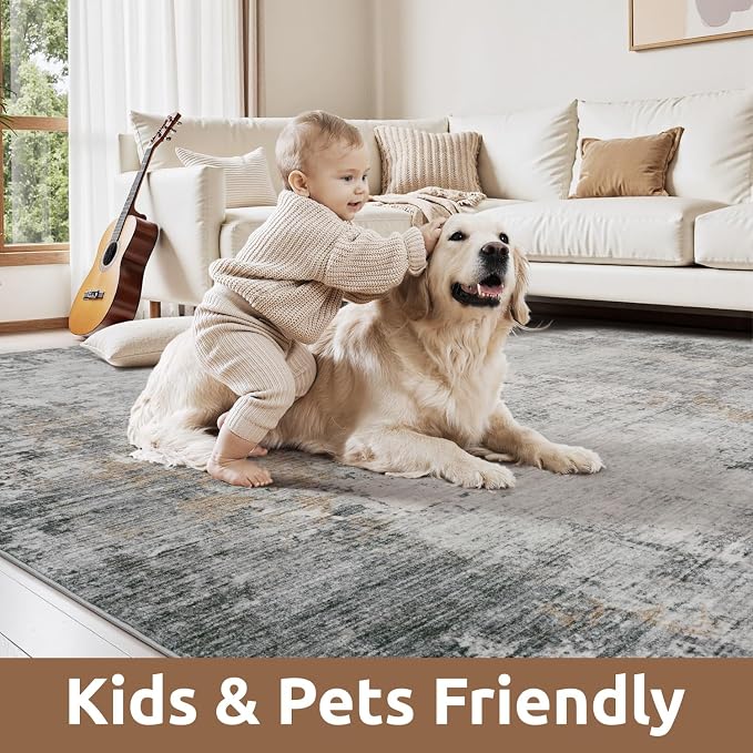 9 x 12 Area Rugs for Living Room, Machine Washable Non Slip Rug Ultra Soft Low - Image 5