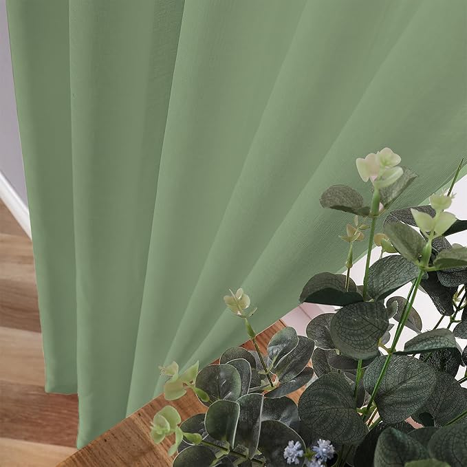 Tollpiz Short Sheer Curtains Living Room Linen Textured Curtain Sheers Light - Image 3
