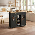 Mobile Modern Storage Island,Rolling Kitchen Island with Drop Leaf - Door Cabinet, Drawer, Bar Cart with Cabinet, Portable Cart Island Table for Kitchen, Black