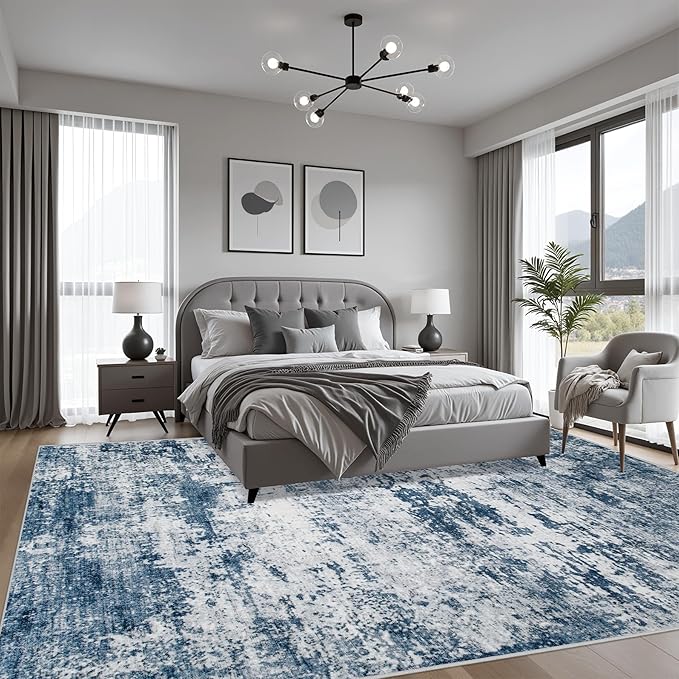 6x9 Area Rug Living Room Rug: Washable Modern Abstract Soft Thin Rug Indoor - Image 4