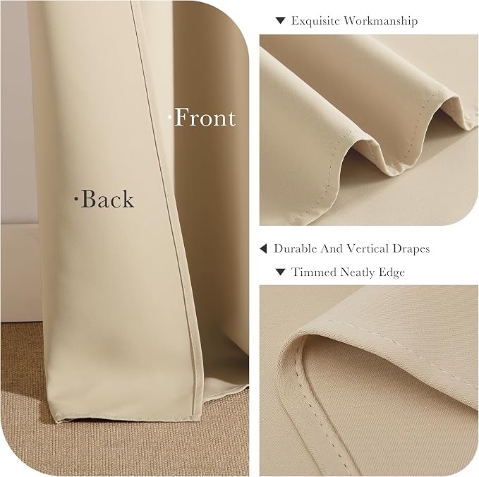 PONY DANCE Short Beige Blackout Curtains - Image 6