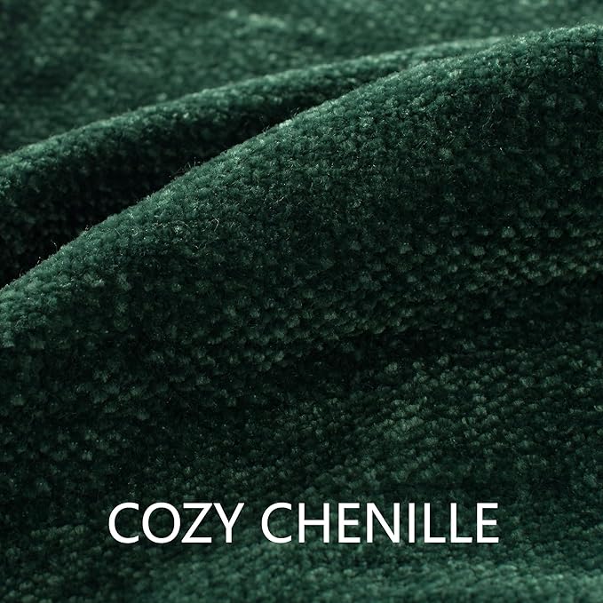 Chenille Throw Blanket for Couch 50"X 60", Soft Cozy Throws with Fringe Tassel for Bed Sofa Chair Cover, Lightweight Knitted Decorative Boho Blankets for Living Room, Dark Green