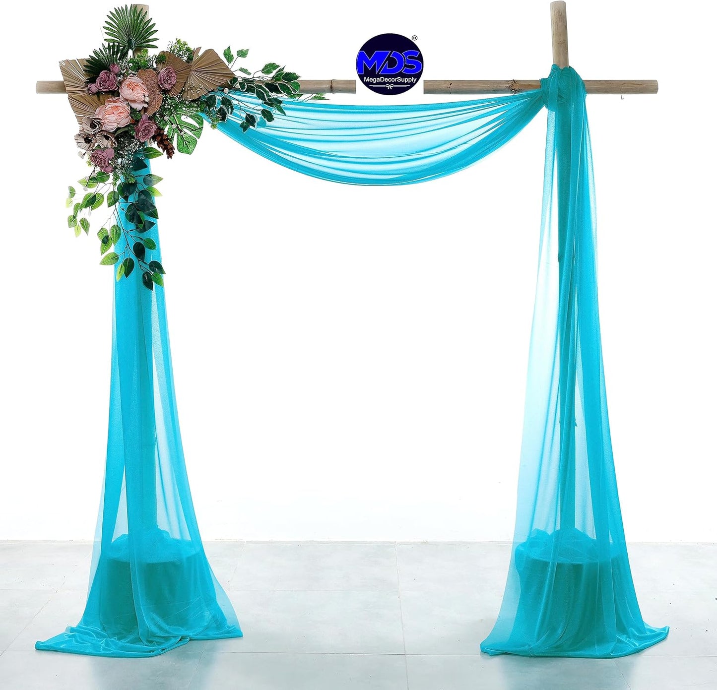 MDS Halloween Chiffon Draping Fabric - 1 Panel, 30" Wide x 50ft Long - Sheer Spooky Arbor & Canopy Drapery for Haunted House Backdrops, Party Ceilings, DIY Costumes & Themed Events - Peacock Blue