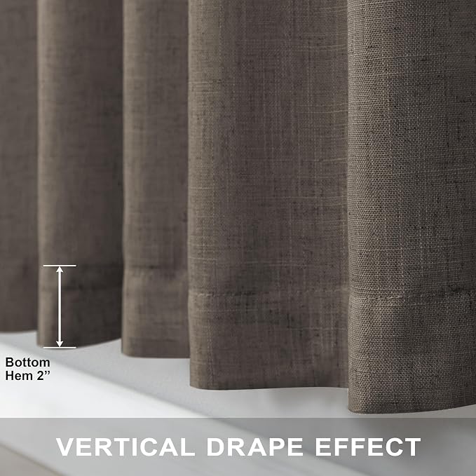 Dark Brown Linen Curtains for Living Room 108 Inches Long Semi Sheer Drapes - Image 5