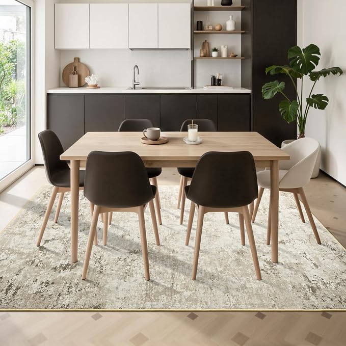 Toneed Abstract Area Rug 7x10 Modern Washable Rug Soft Non Slip Rug Low Pile - Image 5