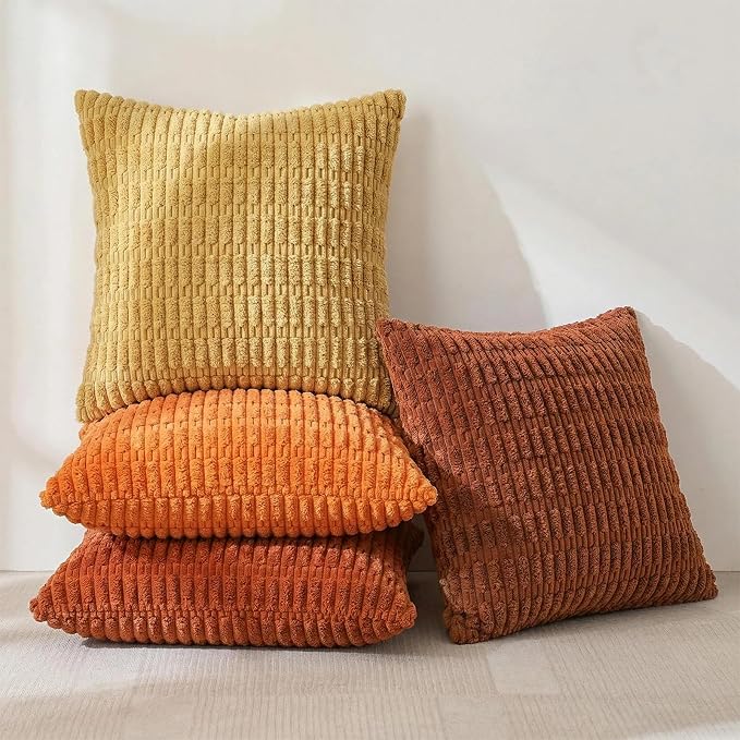 Fancy Homi Set of 4 Burnt Orange Fall Boho Decorative Throw Pillow Covers 28x28 - Image 2