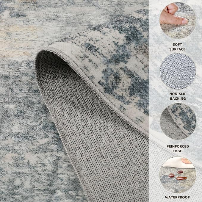 UERMEI 2x3 Entryway Area Rug: Washable Neutral Modern Abstract Small Rug - Image 6