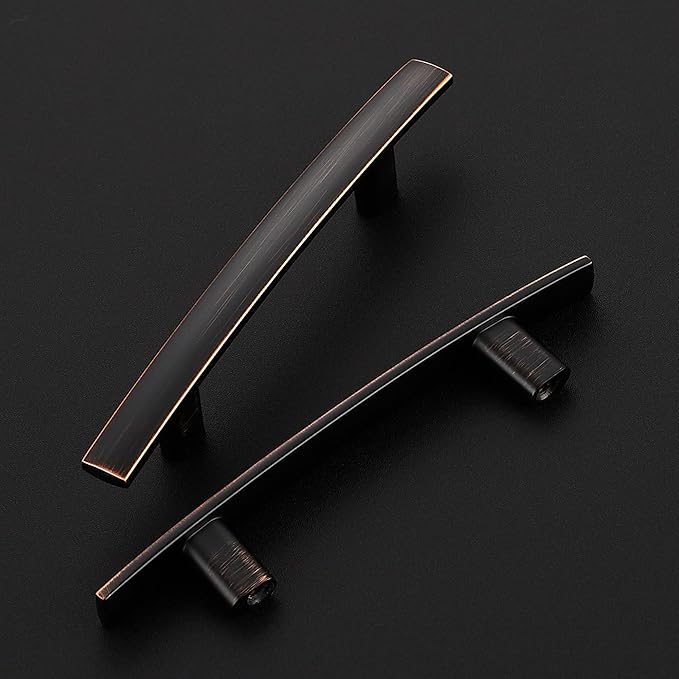 15 Pack Cabinet Handles 3" Hole Center - Curved Cabinet Pulls Oil Rubbed Bronze Drawer Pulls for Kitchen Cupboard Solid Hardware for Dresser Drawer Arch Hardware