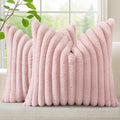 decorUhome Summer Cozy Faux Fur Throw Pillow Covers 24x24 Set of 2 Decorative by decorUhome