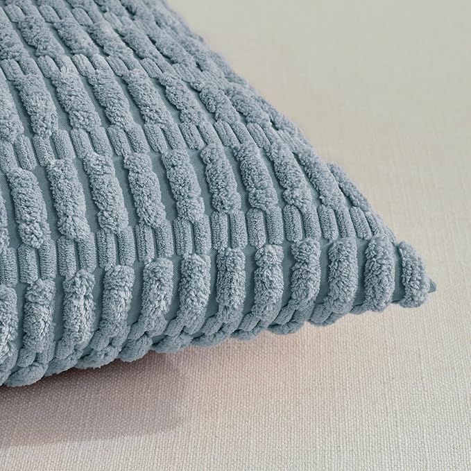 Fancy Homi 4 Packs Boho Light Blue Decorative Throw Pillow Covers 24x24 Inch - Image 4