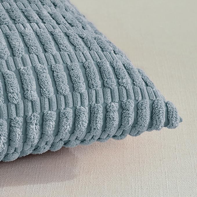 Fancy Homi 4 Packs Boho Light Blue Decorative Throw Pillow Covers 18x18 Inch - Image 4