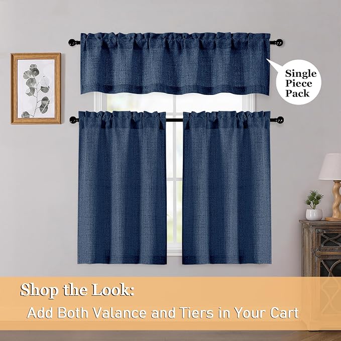 OWENIE Navy Blue Valances for Windows 1 Pcs 18 Inch Length, Light Filtering - Image 6