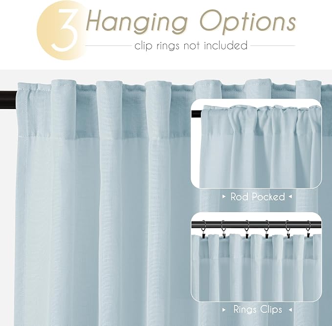 Sky Blue Curtains 90 inch Length - Image 2