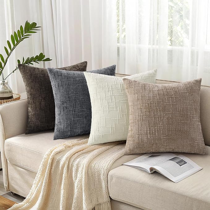 decorUhome Dark Grey Chenille Throw Pillow Covers 20x20 Set of 2 Textured Soft - Image 8