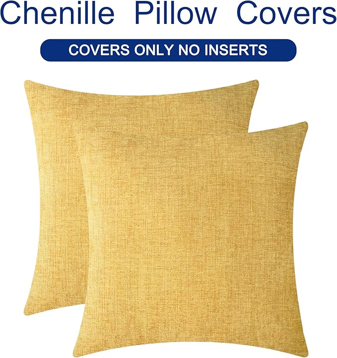 CaliTime Throw Pillow Covers Decorative 22 X 22 Inches Pack of 2 Cozy Chenille - Image 6