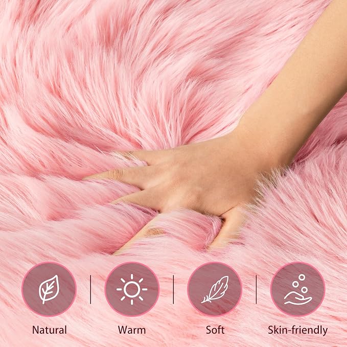 Ciicool Ultra Soft Faux Sheepskin Fur Rug Fluffy Rug - Image 4