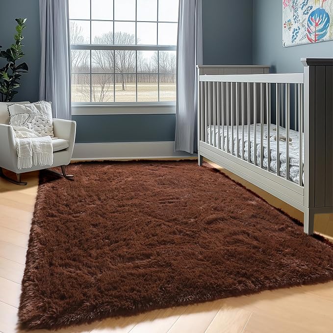 ONASAR Brown 8x10 Area Rugs for Living Room, Large Fluffy Shag Bedroom Rug - Image 7