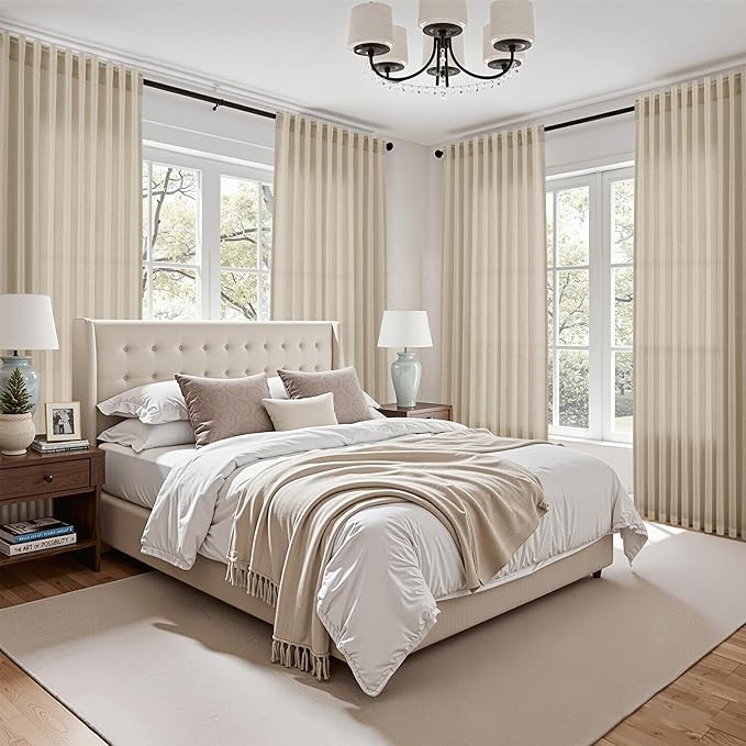 Eggshell Beige Linen Curtains 80 Inch Length - Image 7