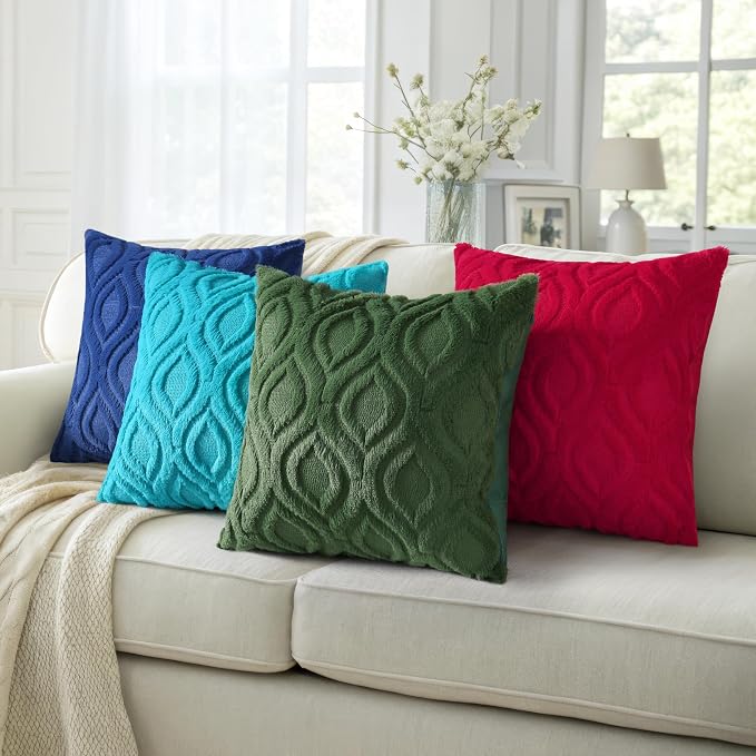 decorUhome Summer Throw Pillow Covers 20x20 Inch Set of 2, Soft Plush Faux Wool - Image 5