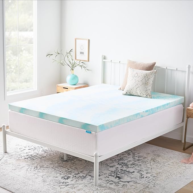 Linenspa 3 Inch Gel Swirl Memory Foam Mattress Topper – Cooling Gel Infused – Pressure Relieving Bed Topper - Mattress Pad – CertiPUR Certified - Twin Size