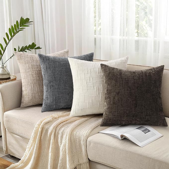 decorUhome Dark Brown Chenille Euro Sham Throw Pillow Covers 22x22 Set of 2 - Image 7