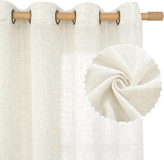 LAMIT Sheer Linen Curtains 63 inches Long - Image 2