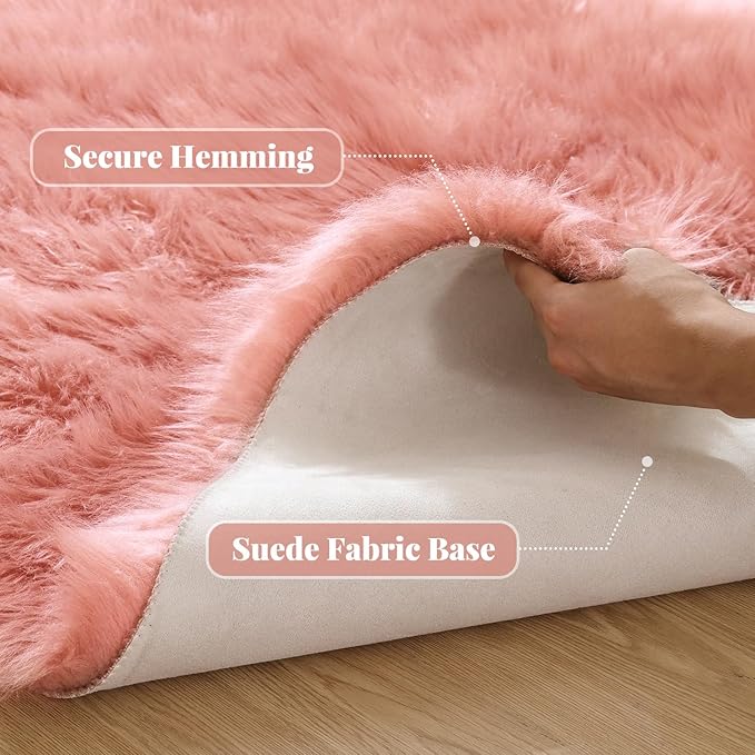 ORINOVA Round Rug 3ft Pink Small Fluffy Rug - Image 3