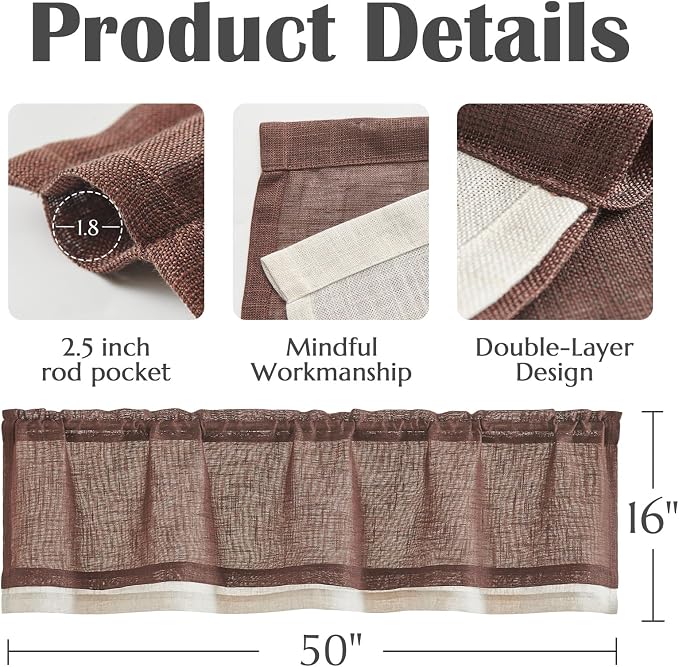 jinchan Linen Farmhouse Valances - Image 6
