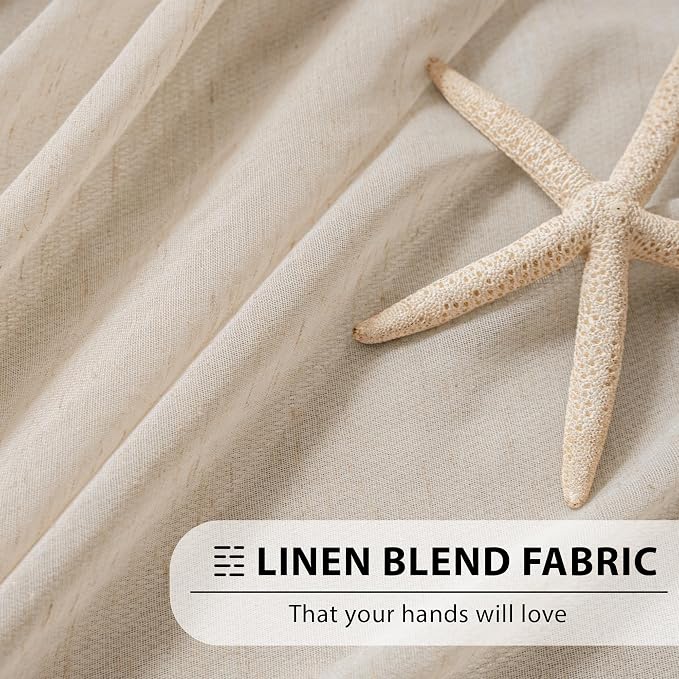 FMFUNCTEX Linen Sheer Curtains for Bedroom, Taupe Curtains 96 inches Long for - Image 9