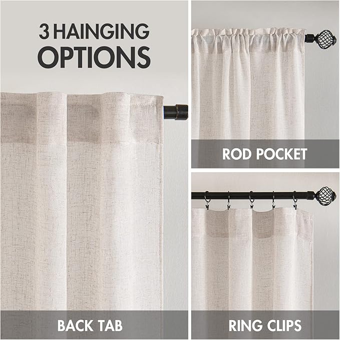 MIULEE White Linen Curtains 120 Inches Long - Image 3