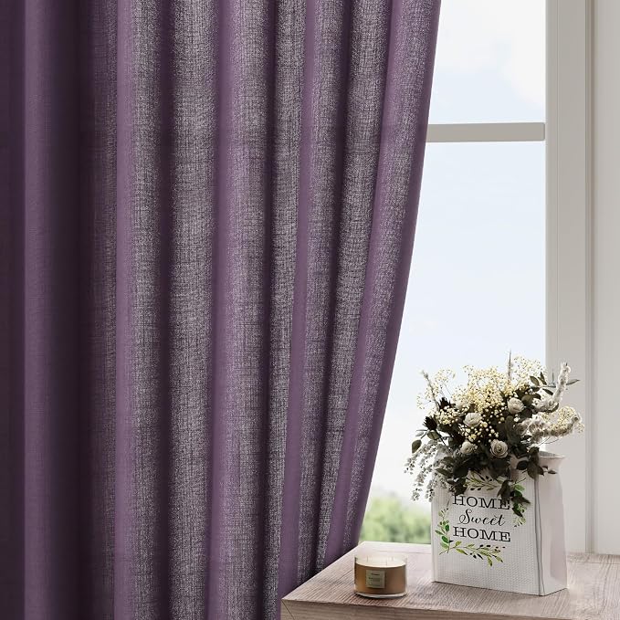 Plum Linen Curtains 72 Inch Length - Image 4