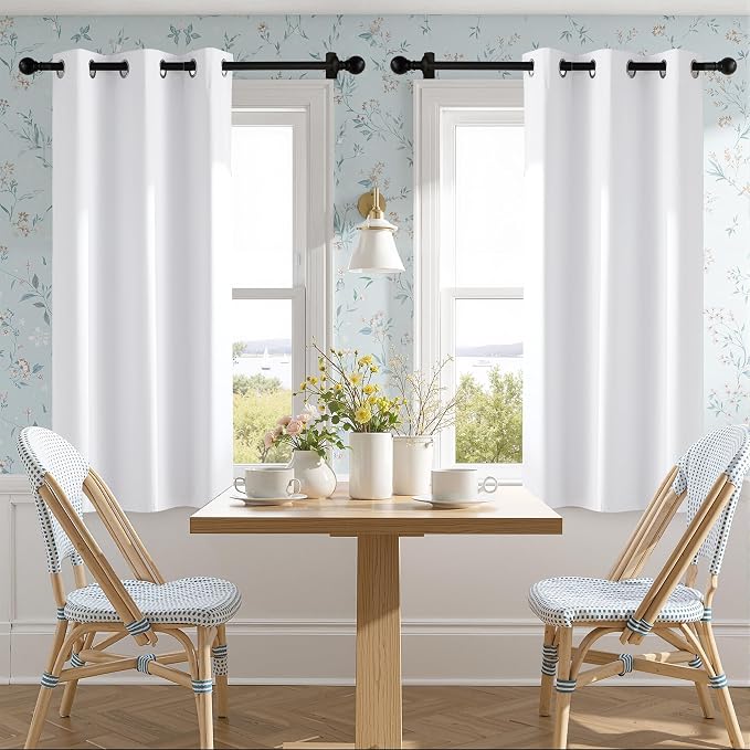 NICETOWN 100% Blackout Window Curtain Panels 45" Length, Snow White, 42 inches - Image 6