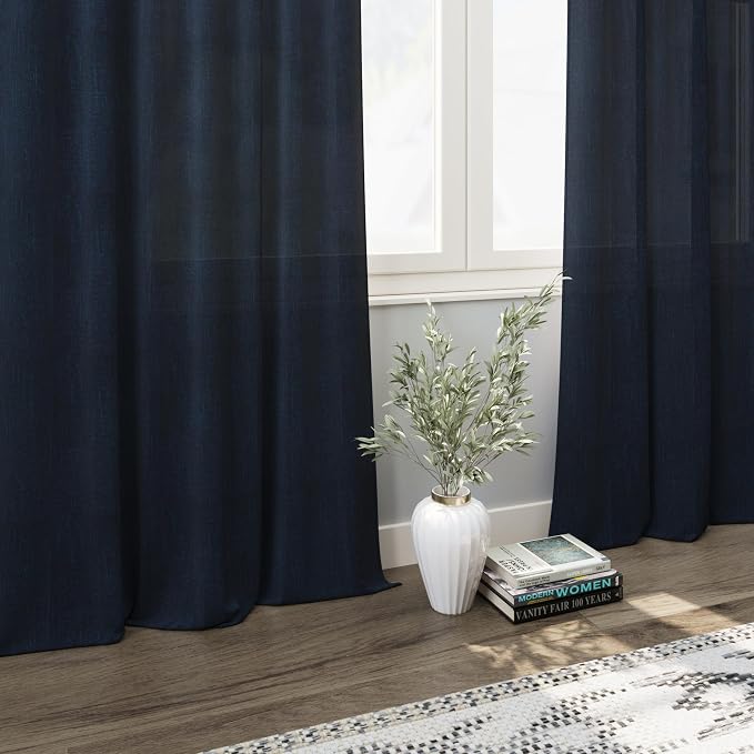 Nanspring Navy Blue Linen Curtains - Image 6
