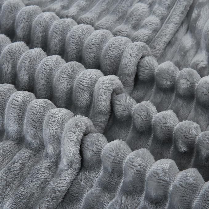 Grey Fleece Throw Blanket 90”×90” - Image 4