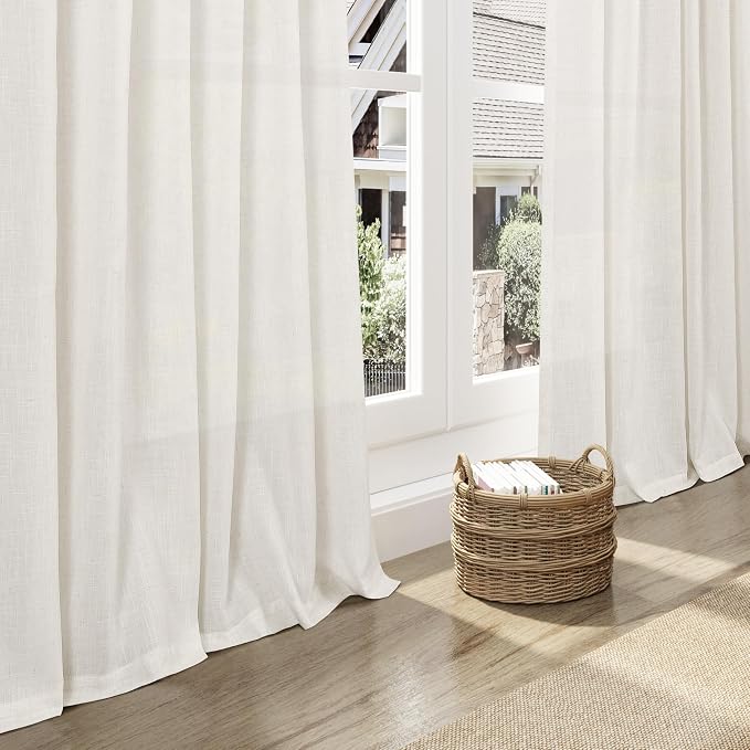 Nanspring Beige White Linen Curtains - Image 5