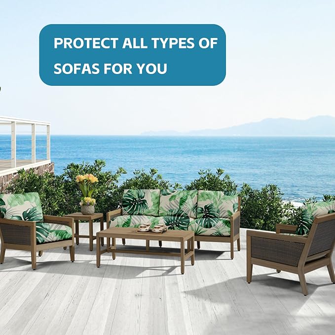14Pcs Outdoor Cushion Covers, Patio Cushion Covers, Stretch Elastic Slipcovers - Image 4