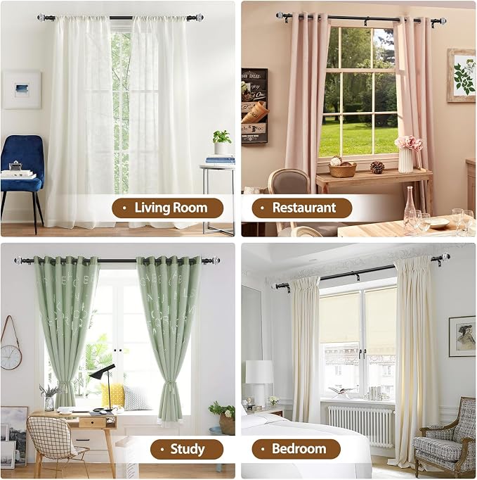 2 Pack Black Curtain Rods for Windows 48 to 84 Inch, USFOOK 7/8 Inch - Image 8