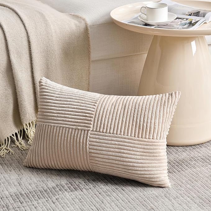 Fancy Homi 2 Packs Tan Lumbar Decorative Throw Pillow Covers 16x32 Inch - Image 2